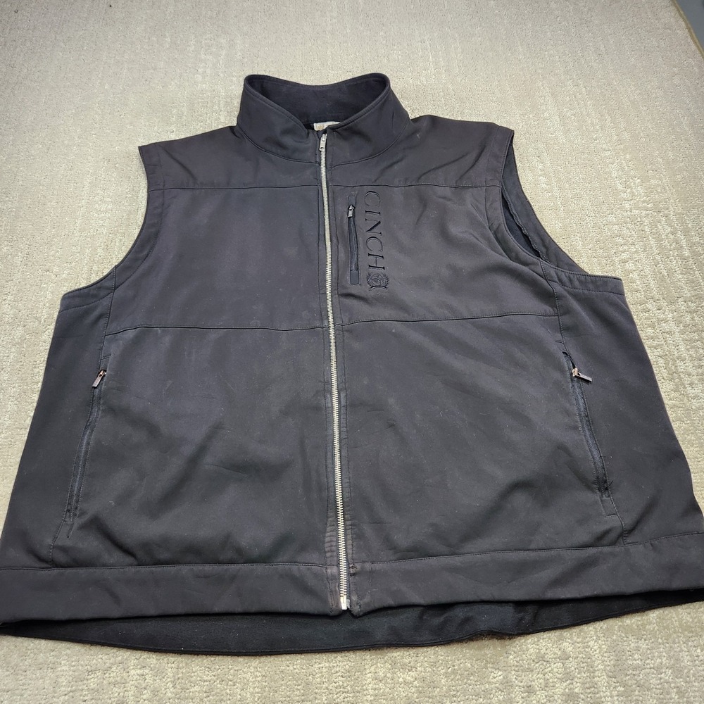 Cinch Bonded Vest Mens 4XL Full Zip Black Concealed Carry Softshell Fleece Lined
